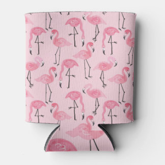 Roze flamingo set, tropisch zomerpatroon. blikjeskoeler