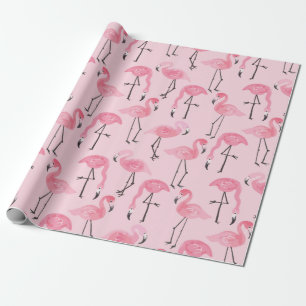 Roze flamingo set, tropisch zomerpatroon vin cadeaupapier