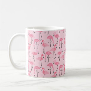 Roze flamingo set, tropisch zomerpatroon vin koffiemok