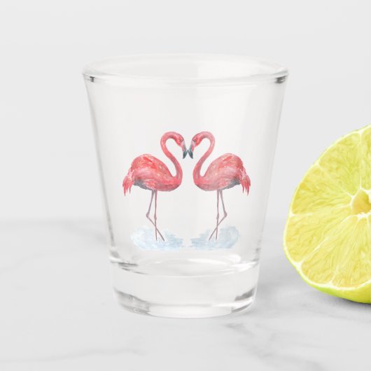 Roze flamingo. shot glas (Voorkant)