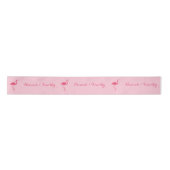 Roze flamingo Silhouette met aangepaste namen als  Lint (Voorkant)