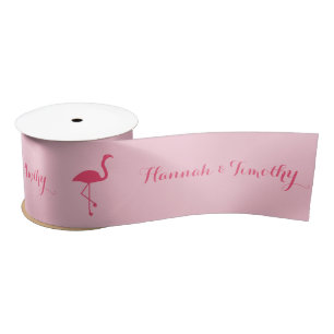 Roze flamingo Silhouette met aangepaste namen als  Lint