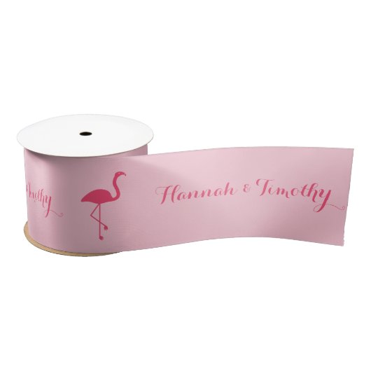 Roze flamingo Silhouette met aangepaste namen als  Lint (Spoel)