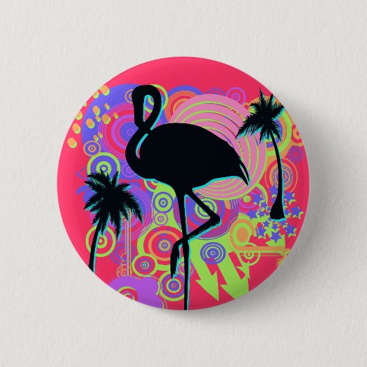 Roze Flamingo Silhouette Ronde Button 5,7 Cm (Voorkant)