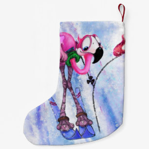 Roze Flamingo Skier-kerststaart Funcking Kleine Kerstsok