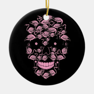Roze Flamingo Skulls Flamingo Lover Halloween Keramisch Ornament