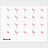 Roze Flamingo Staand Op Eén Been Vierkante Sticker (Vel)