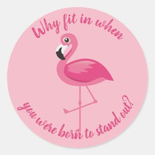 Roze flamingo stand-out past niet in ronde sticker