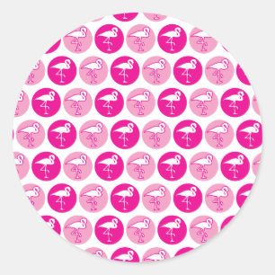 Roze flamingo stickers. ronde sticker