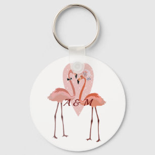 Roze Flamingo stijlvol hart liefhebber Sleutelhanger