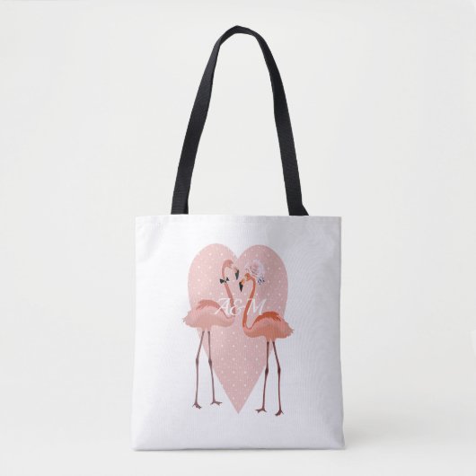 Roze Flamingo stijlvolle hartliefde Draagtas (Voorkant)