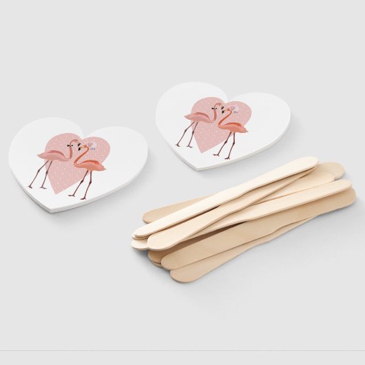 Roze Flamingo stijlvolle hartliefde Handwaaier (Niet-gemonteerd)