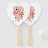 Roze Flamingo stijlvolle hartliefde Handwaaier (Voorkant en achterkant)