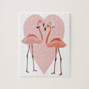 Roze Flamingo stijlvolle hartliefde Legpuzzel
