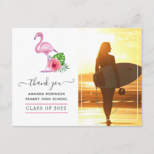 Roze Flamingo Strand Afstudeer Bedankt Briefkaart