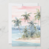 Roze Flamingo strand bruids douche uitnodiging (Achterkant)