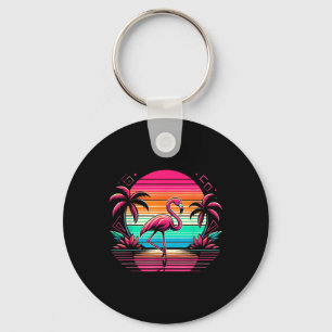 Roze Flamingo Strand Zomer Vibes Palmboom Tropica Sleutelhanger