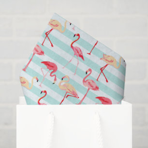 Roze flamingo streeppatroon tissuepapier