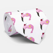 roze flamingo stropdas (Opgerold)