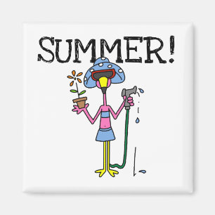 Roze Flamingo Summer T-shirts en cadeautjes Magneet