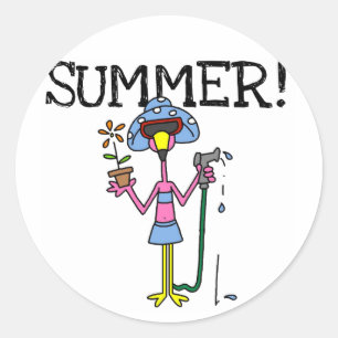 Roze Flamingo Summer T-shirts en cadeautjes Ronde Sticker