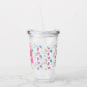 Roze Flamingo Summer Tropical Monogram Aangepast Acryl Drinkbeker (Links)