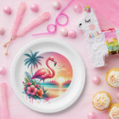 Roze Flamingo Sunset Clipart Papieren Bordje (Feest)