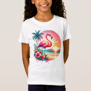 Roze Flamingo Sunset Clipart T-shirt