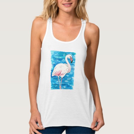 Roze flamingo tanktop (Voorkant)