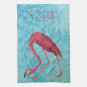 roze flamingo theedoek (Verticaal)