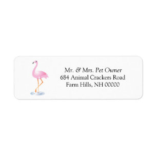 Roze Flamingo Theme Return Address Labkers Etiket