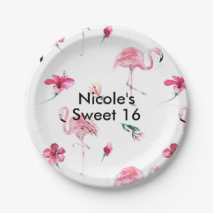 Roze Flamingo Tropen Tropische Zomerfeest Papieren Bordje