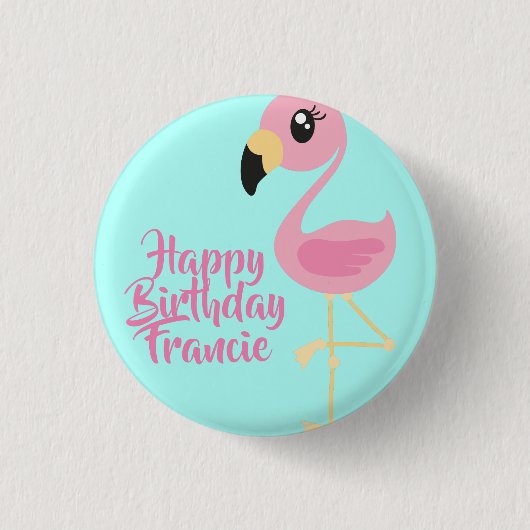 Roze Flamingo Tropical 1st Birthday Button Pin (Voorkant)