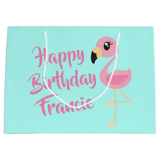 Roze Flamingo Tropical Cute 1st Birthday Groot Cadeauzakje (Voorkant)