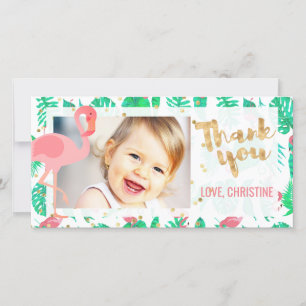 Roze Flamingo Tropical dank u Bedankkaart