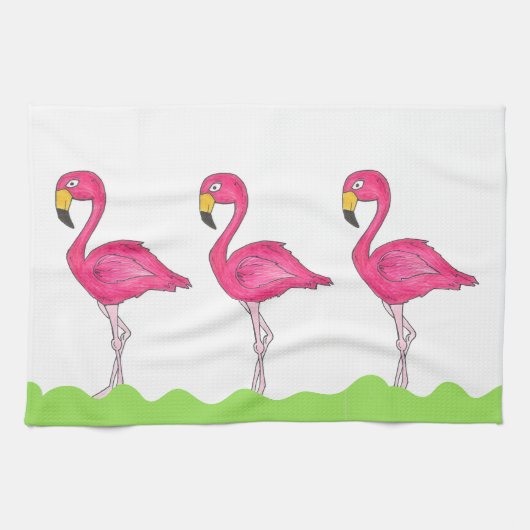 Roze Flamingo Tropical Flamingos Bird Towel Theedoek (Horizontaal)
