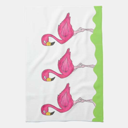 Roze Flamingo Tropical Flamingos Bird Towel Theedoek (Verticaal)