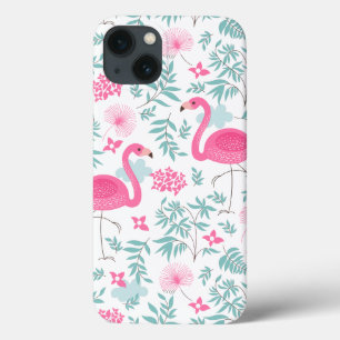 Roze flamingo & Tropical Flowers G7 iPhone 13 Hoesje