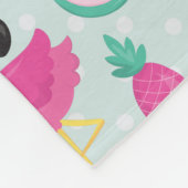 Roze Flamingo & Tropical Fruits Pattern Fleece Deken (Hoek)