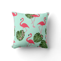 Roze Flamingo Tropical Green Leaf Reversible