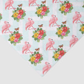 Roze Flamingo & Tropical Hibiscus Fancy Patroon Tissuepapier (Detail)