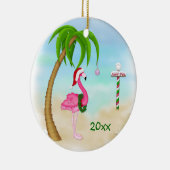 Roze Flamingo Tropical Holiday Keramisch Ornament (Rechts)