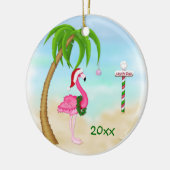 Roze Flamingo Tropical Holiday Keramisch Ornament (Links)