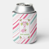 Roze Flamingo Tropical Kerstmis Blikjeskoeler (Blikje Achterkant)