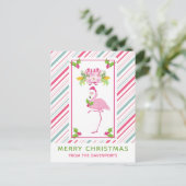 Roze Flamingo Tropical Kerstmis Briefkaart (Staand voorkant)