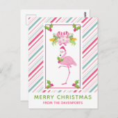 Roze Flamingo Tropical Kerstmis Briefkaart (Voorkant / Achterkant)