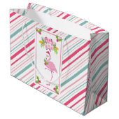 Roze Flamingo Tropical Kerstmis Groot Cadeauzakje (Achterkant Gekanteld)