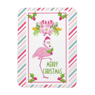 Roze Flamingo Tropical Kerstmis Magneet