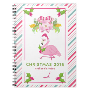 Roze Flamingo Tropical Kerstmis Notitieboek