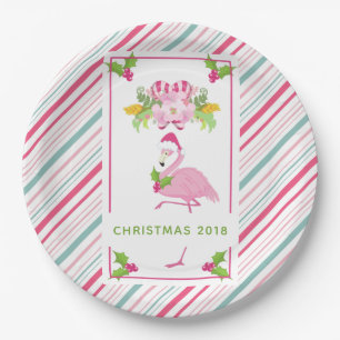 Roze Flamingo Tropical Kerstmis Papieren Bordje